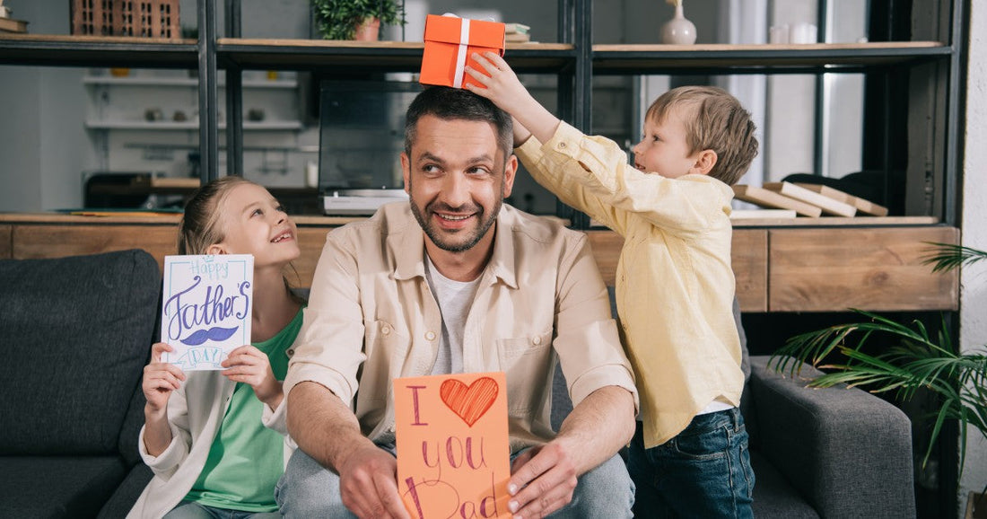 Kids playing with dad