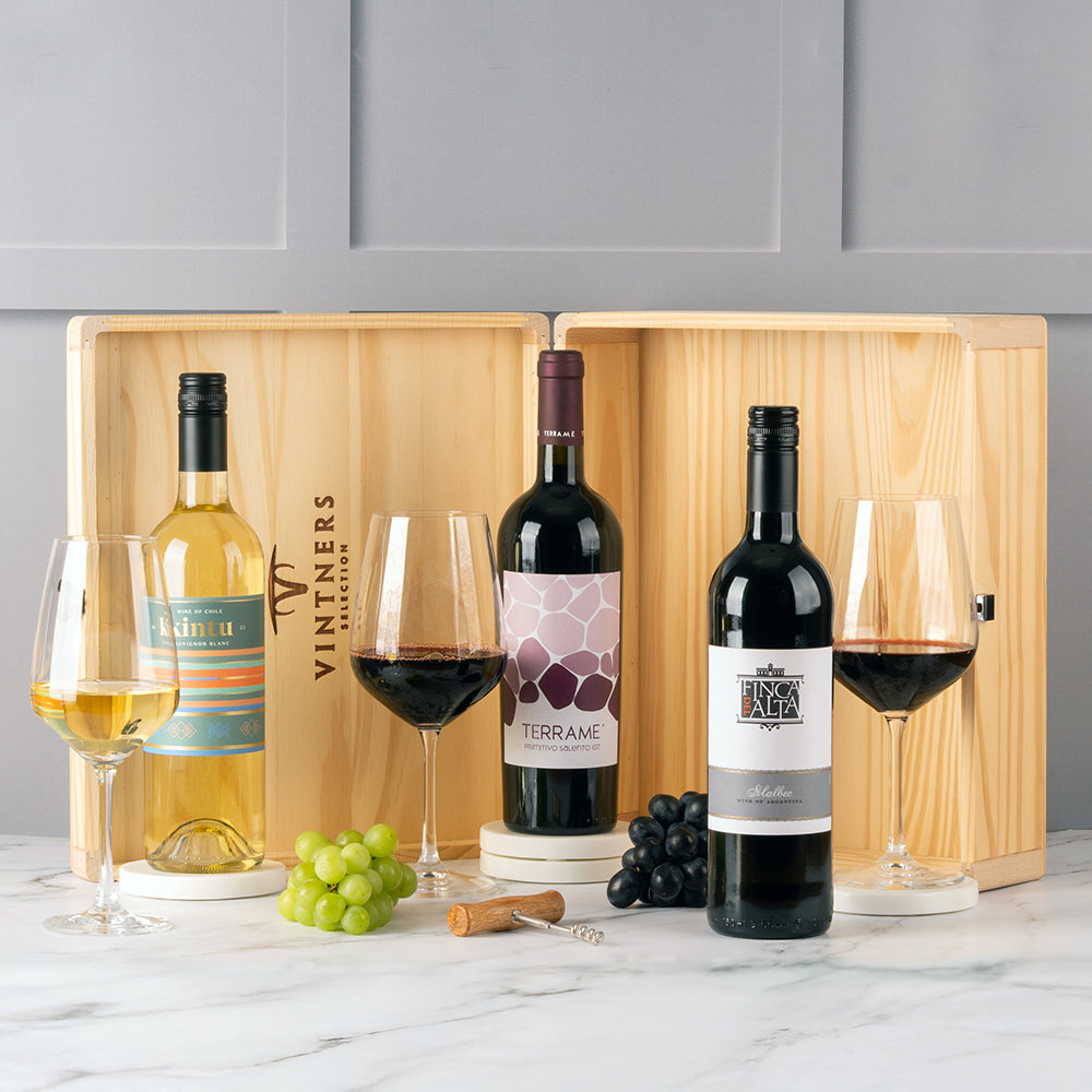 Wine Lovers Contemporary Mixed Three in Wood