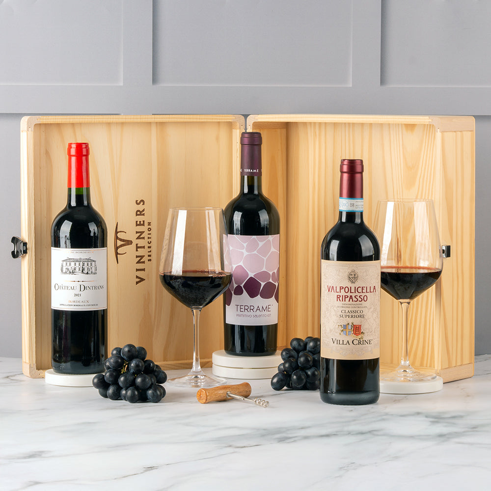 Connoisseur Classic Reds Trio Gift in Wood Box