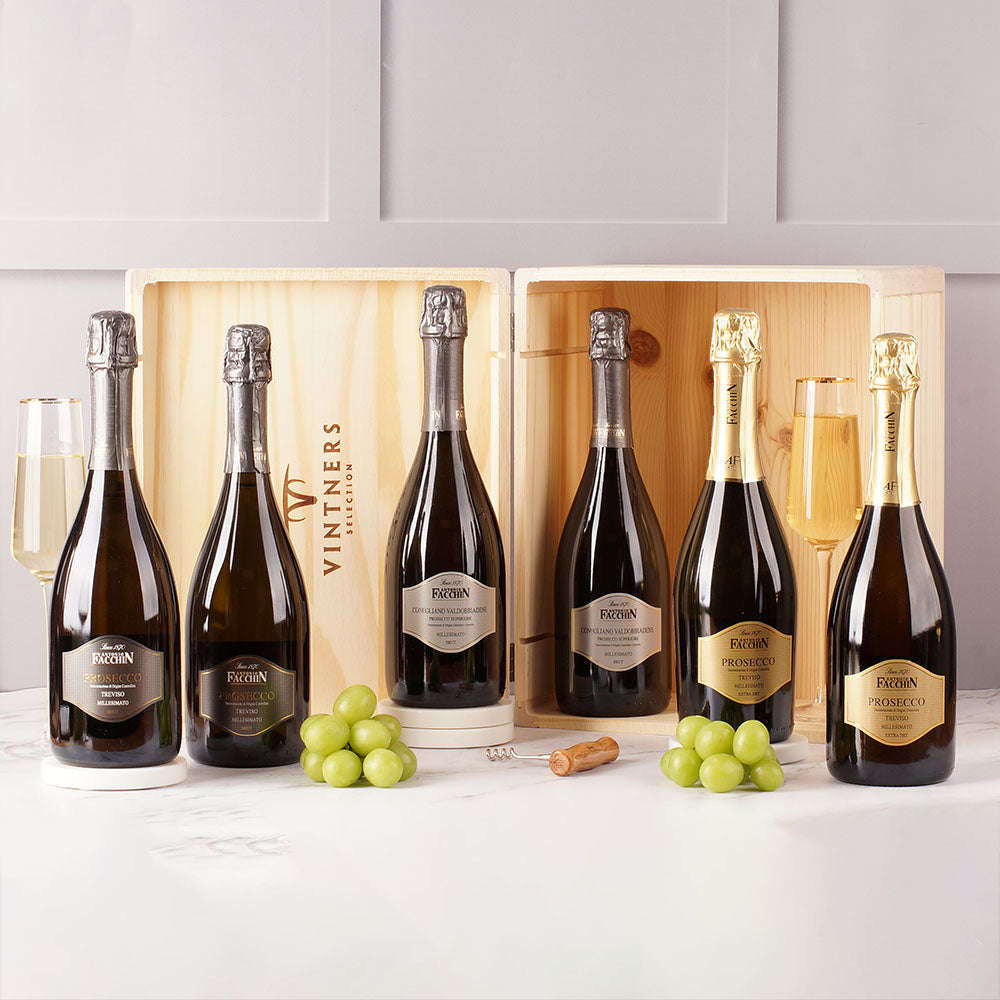 Tasting Case of Prosecco in Wood Case