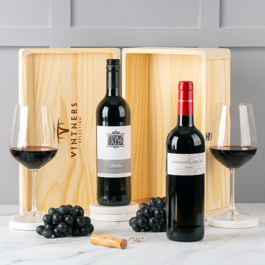 Wine Lovers Contemporary Reds Pair in Wood