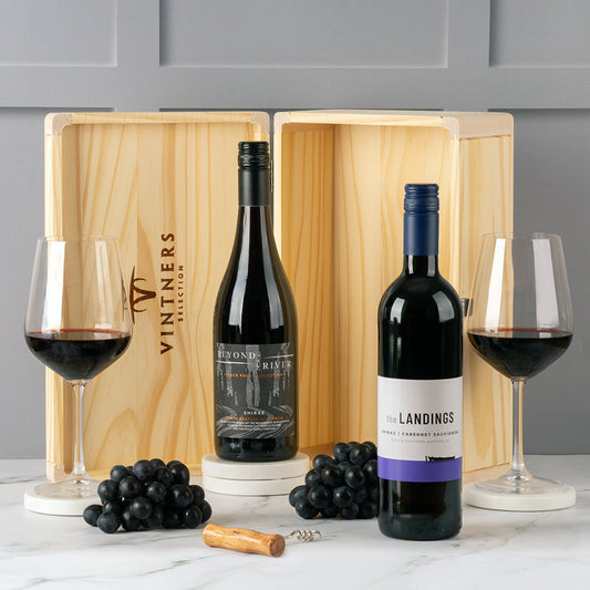 Wine Lover Contemporary Reds Pair in Wood Box