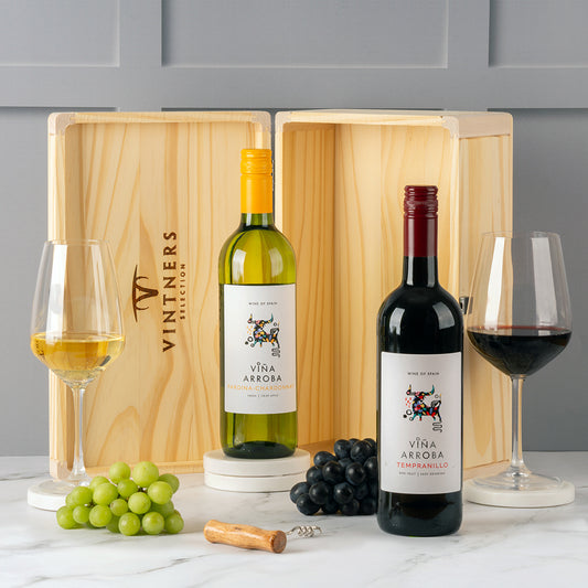 Merry Xmas & Happy New Year Wine in Wood Box