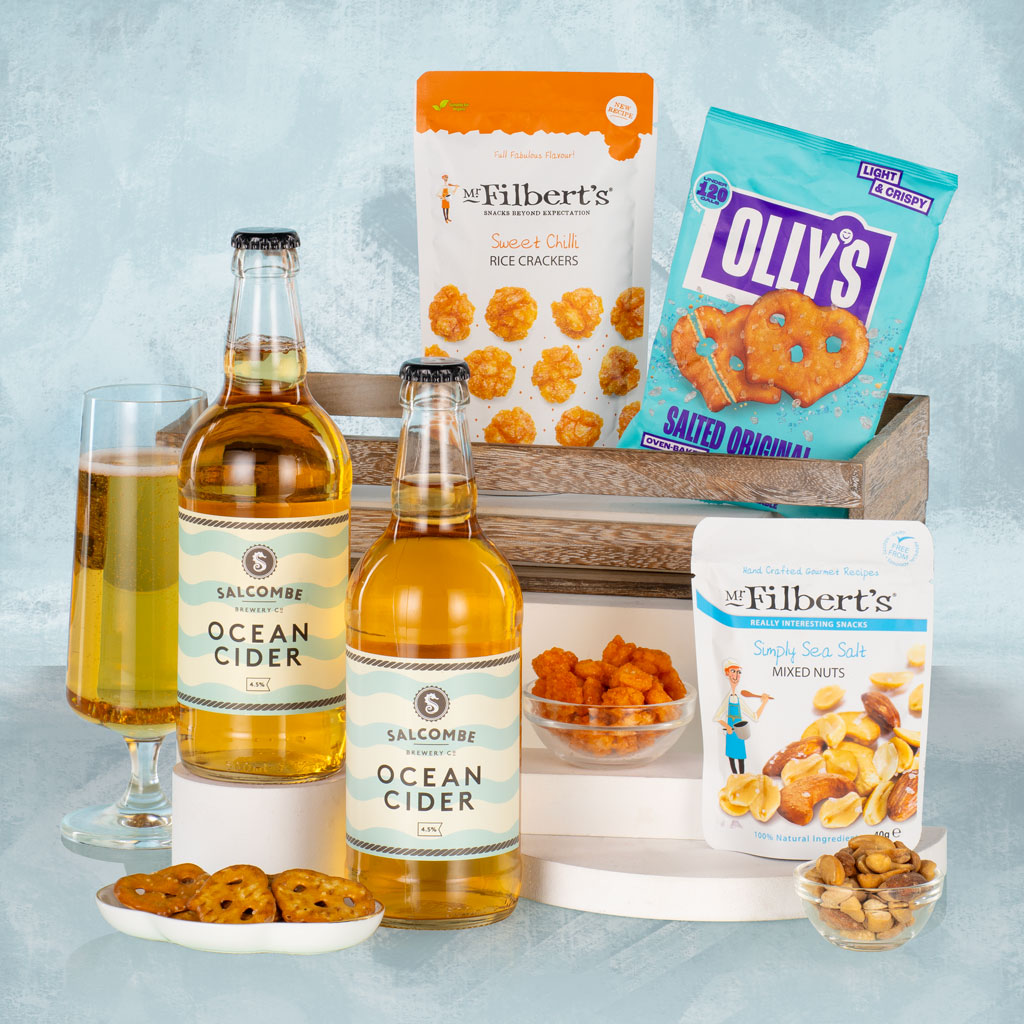 Cider & Snacks Wooden Crate