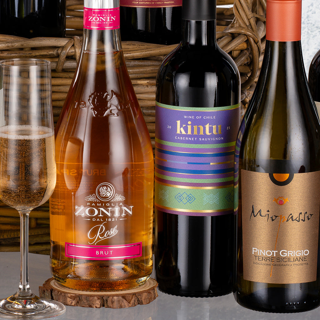 Twelve Wines in a Wicker Hamper