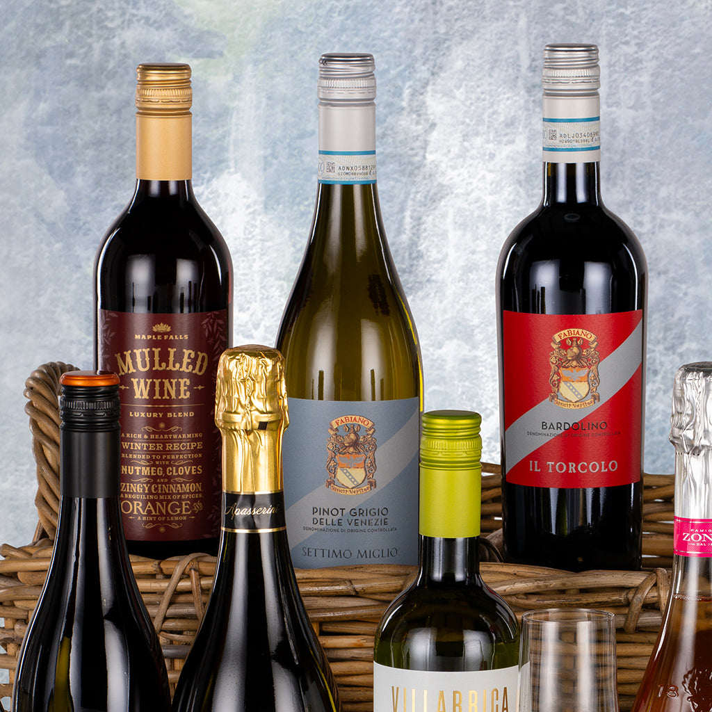 Twelve Wines in a Wicker Hamper
