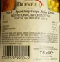 Peach Sparkling Grape Juice, Donelli 75cl