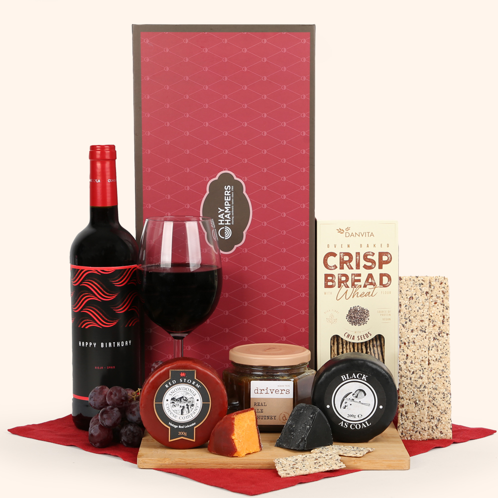 Red Wine and Cheese Hamper Birthday Gift HAY HAMPERS